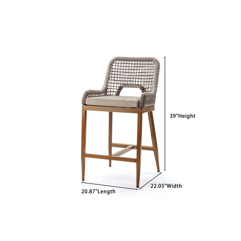 Upholstered Counter Stool with Aluminium Frame, Bar Stool (30” Seat Height)