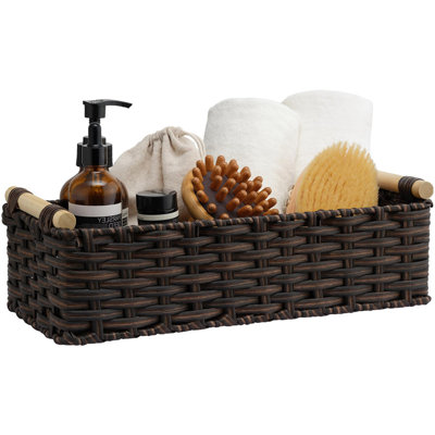 Paniers en osier pour tablettes et rangement, panier décoratif avec poignées, rangement pour papier hygiénique, bougies, serviettes, lotions