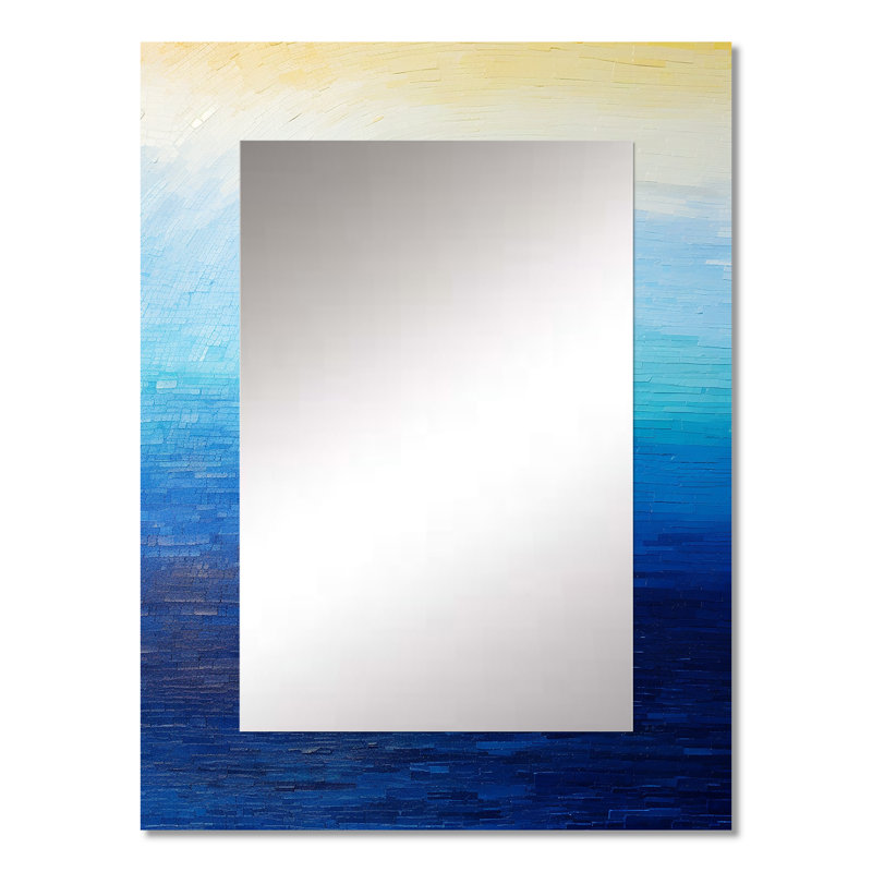 Bleu Spectral Solitude I - miroir mural formes abstraites, miroir décoratif bleu, impression d'art en métal, 32 po x 24 po