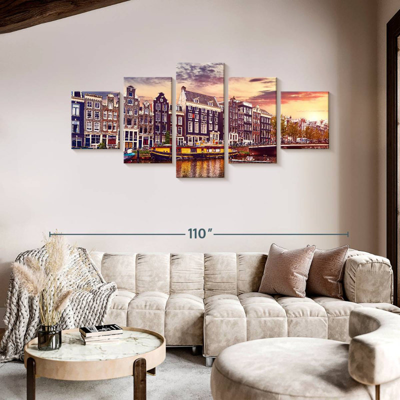 Amsterdam Canal Sunset, 42" H x 92" W