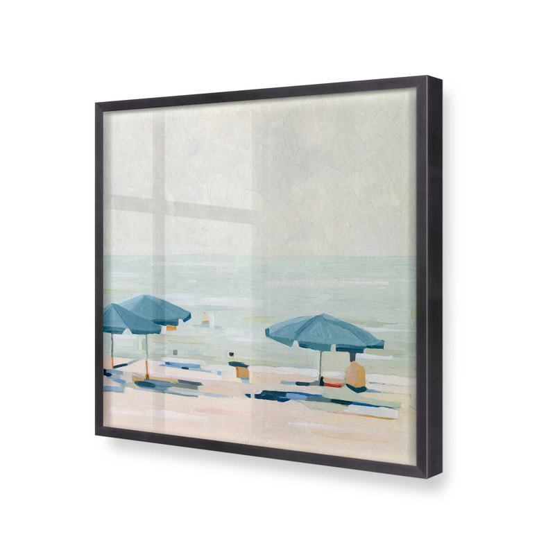 Imprimé de parasol bord de mer Harmony II, H 13,75 po x l 13,75 po, Cadre photo simple en zinc patiné
