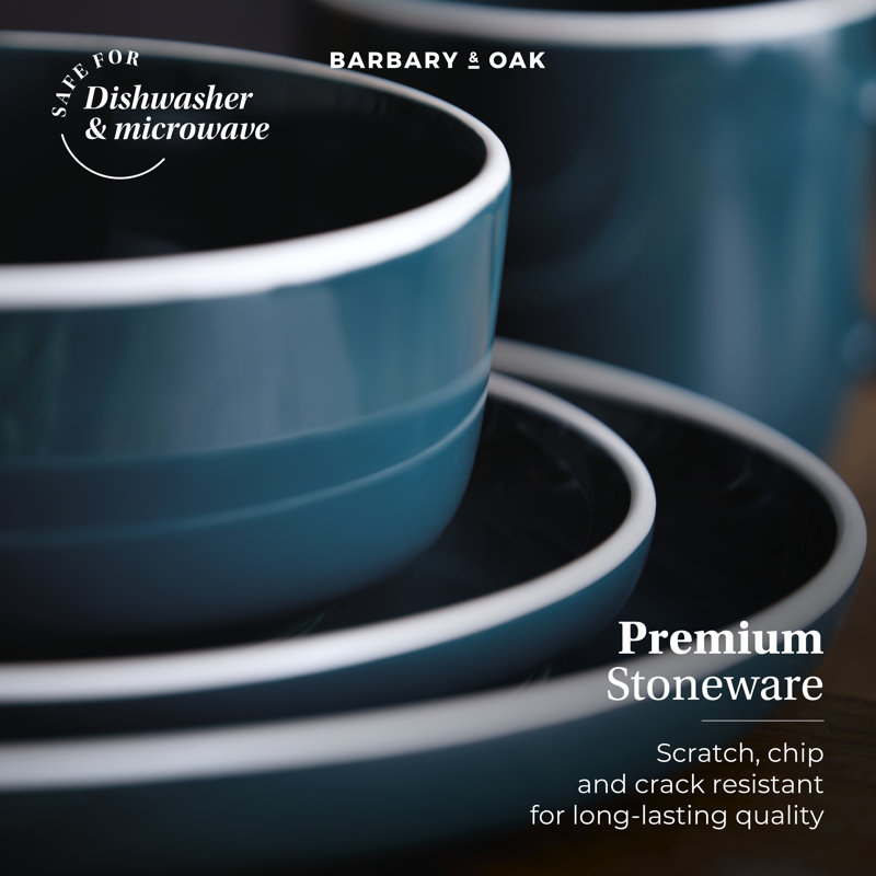 Stoneware Dinnerware Set 16 Piece - Service for 4, Teal