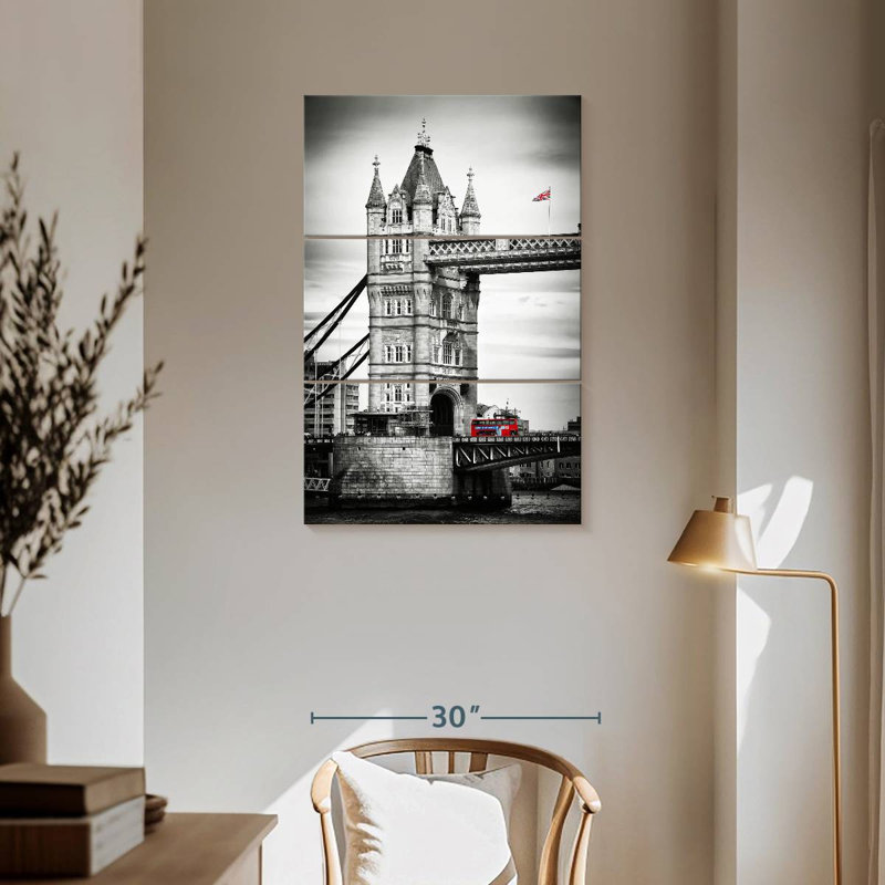 London - Tower Bridge Red Bus, 57" H x 36" W