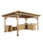 Ensemble de cuisine extérieure en cèdre 7 pièces avec pergola de 5,2 m, évier, barbecue et bar - Naturel-133988395
