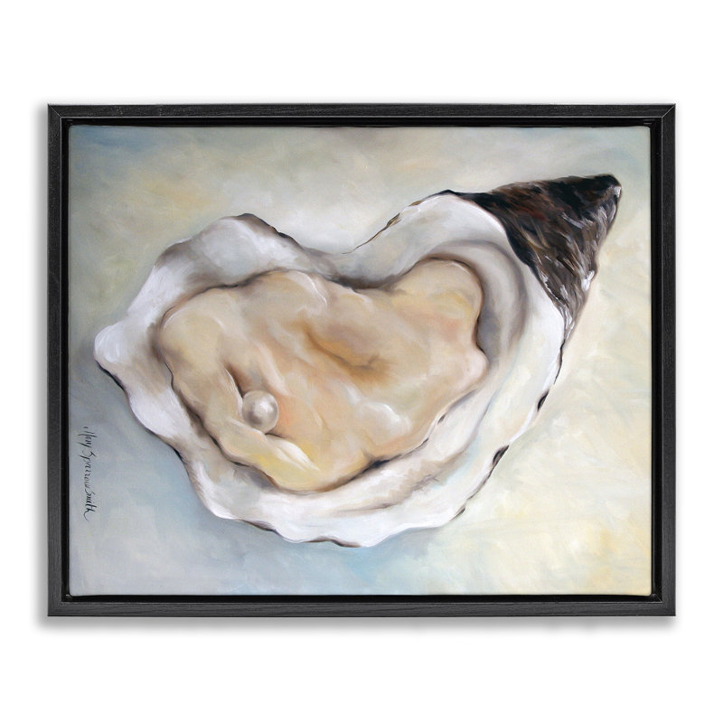 Cadre flottant Luminescent Oyster Pearl, design par Mary Sparrow, H 25 po x l 31 po, Cadre flottant noir de jais