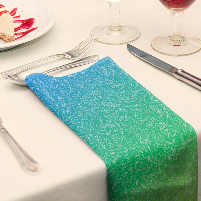 Serviette en coton Ditsy, H 0,1 po x l 10 po x P 10 po, Bleu vert / jaune, Sergé de polyester