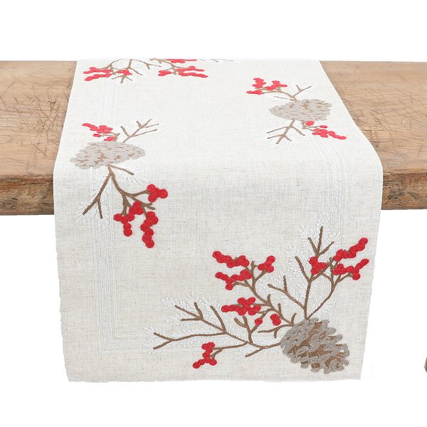 The Holiday Aisle® Iron Acton Rectangle Floral Christmas Table Runner ...