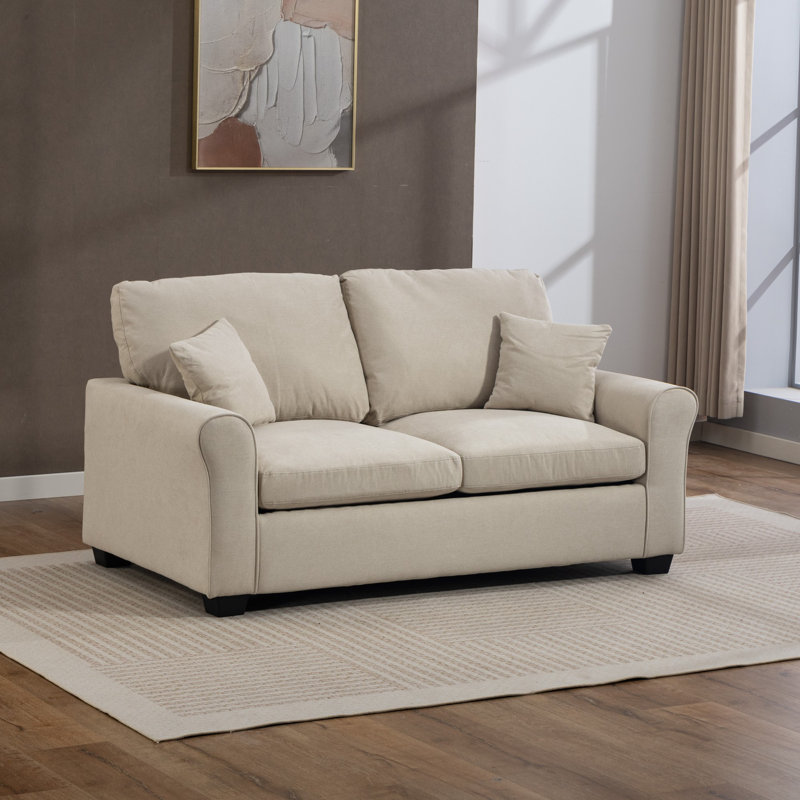 2 Seater Linen Blend Sofa Bed, Beige