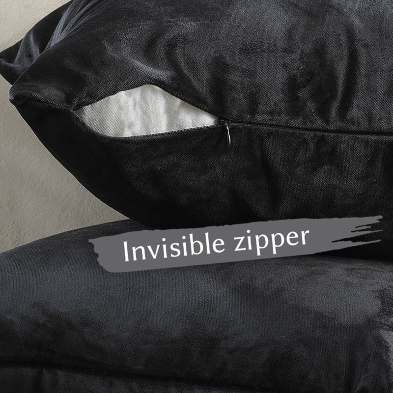 Matte Velvet Pillow Cover, 22" x 22", 70 Black