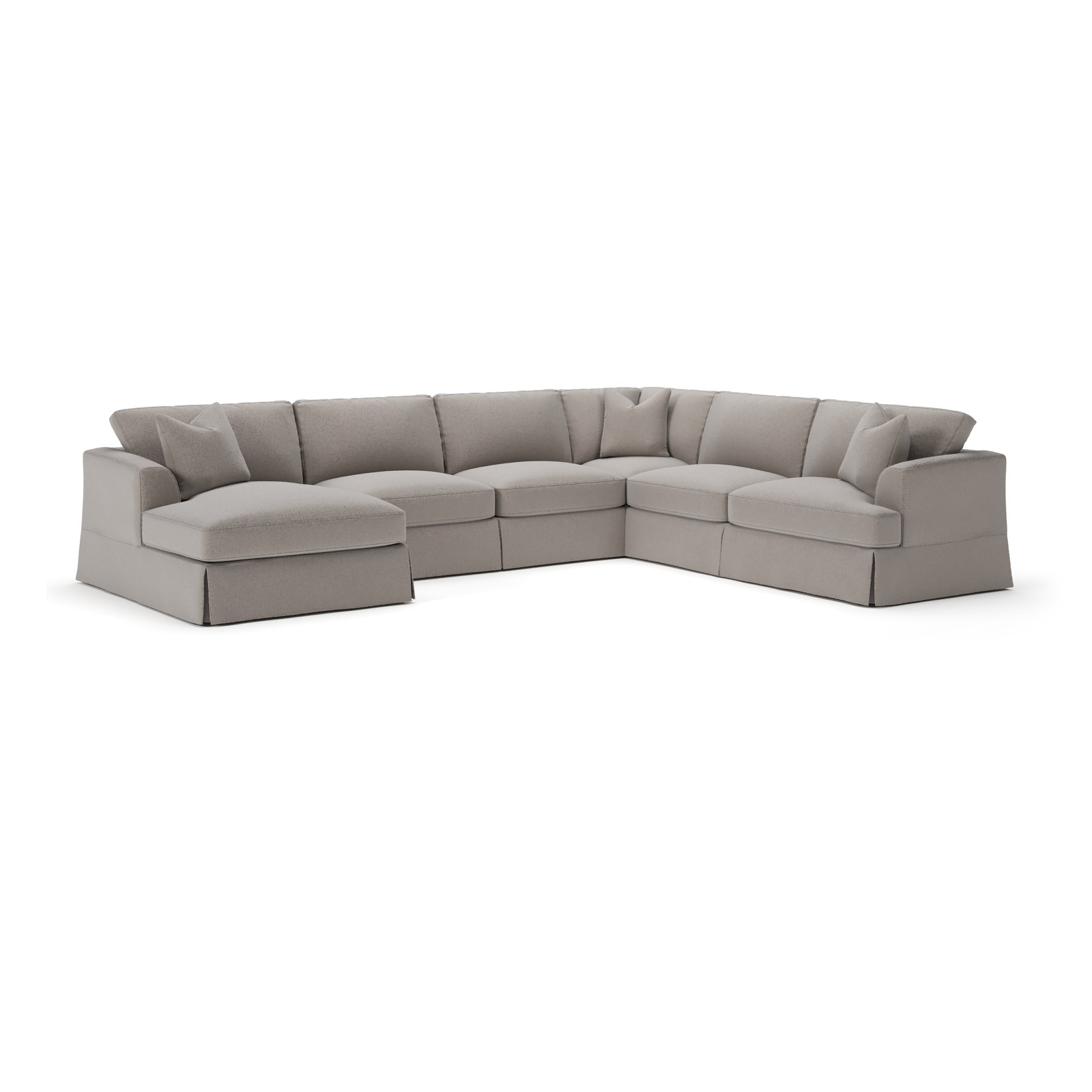 Lucia Upholstered Chaise U-Sectional, Left Hand Facing, Apollo Pebble Boucle