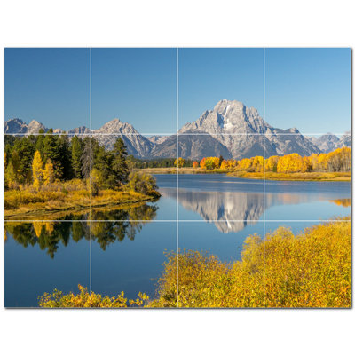 River Photo 4.25'' x 4.25'' Satin Ceramic Decorative Mural