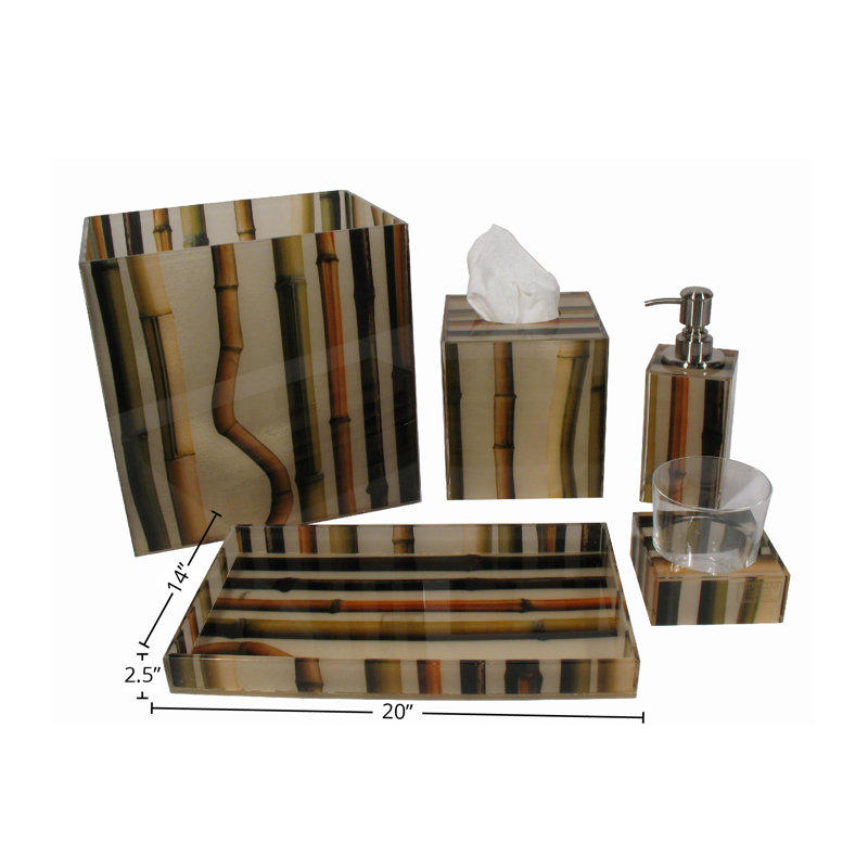 Bamboo Fabric Encased in Acrylic Tray, 2" H x 20" W x 14" D