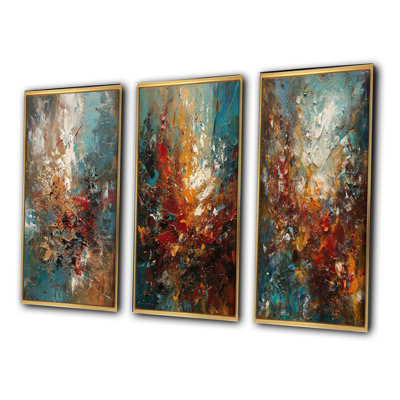 Autumn Bliss, art abstrait rouge orange et bleu - Autumn Bliss