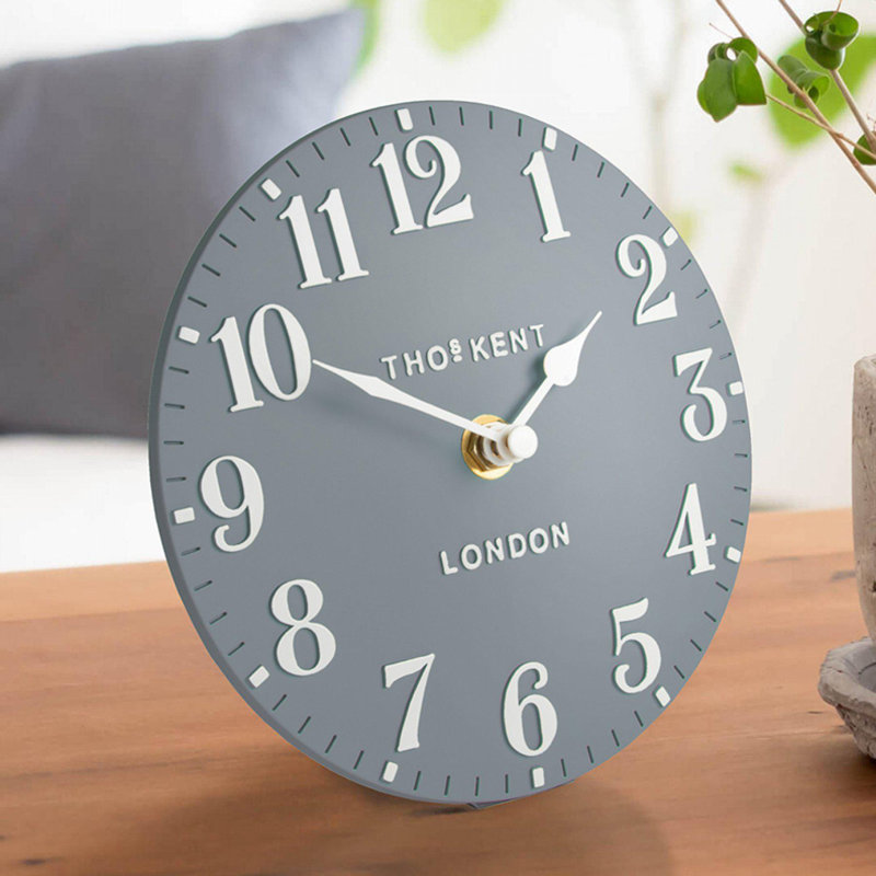 Modern & Contemporary Analogue Quartz Movement / Crystal Tabletop Clock, Flax Blue