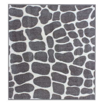 Tapis gris clair à imprimé animalier Chaima
