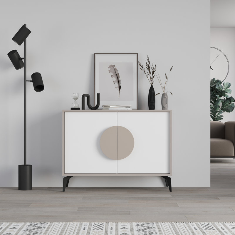 Kaira 2-Door Cabinet Stylish Storage Solution for Modern Living Spaces, Light Mocha/White