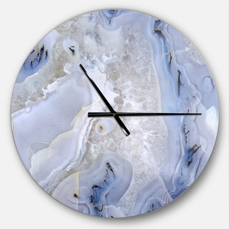 Agate fond de pierre - horloge ronde abstraite en métal, Surdimensionné