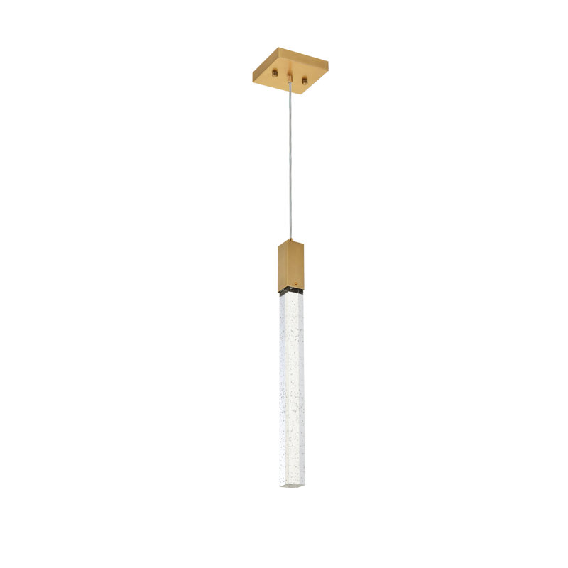Luminaire suspendu rectangulaire à 1 lumière Aliha, Or satiné