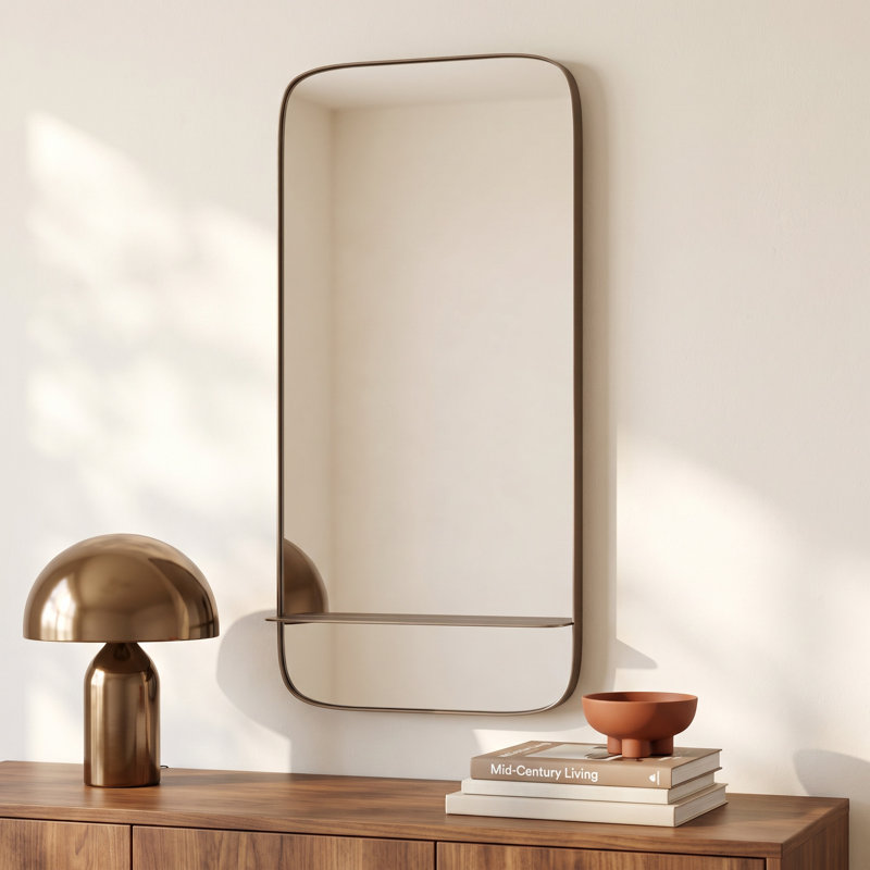 Ulis Metal Flat Wall Mirror with Shelves