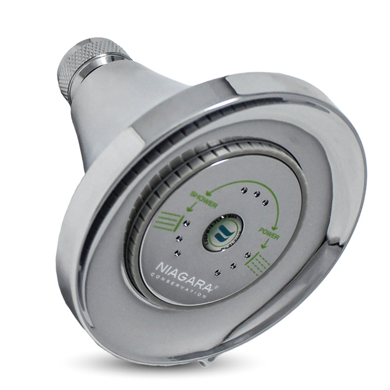 Chrome Adjustable Round Fixed Shower Head with Self-Cleaning