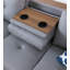 Canapé modulaire en faux cuir gris avec repose-pieds en L