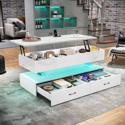 Farmhouse Lift Top Coffee Table, 4 In 1 Multi-function Convertible Coffee Tables With Storage