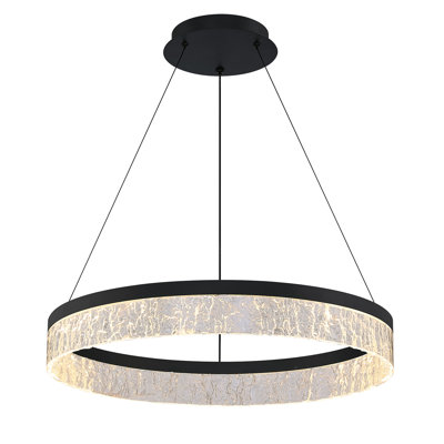 Luminaire suspendu en cristal noir à 1 lumière Nouman