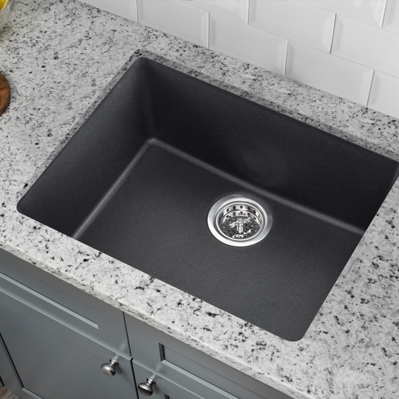 21.65'' L Single Bowl Quartz Kitchen Sink, Inox Gray