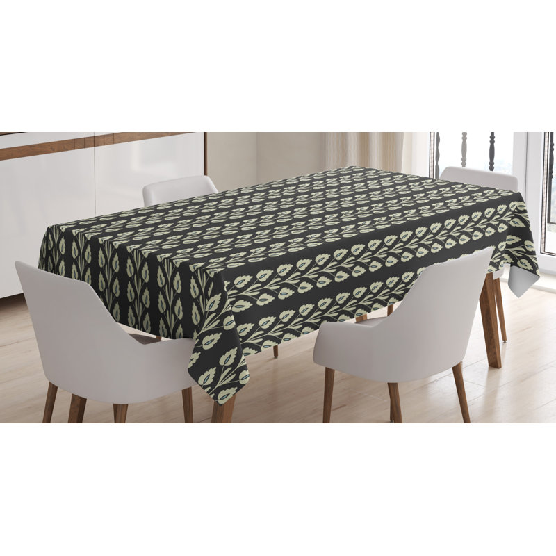 Geometric Tablecloth, 60'' D x 84'' L, Black Geometric