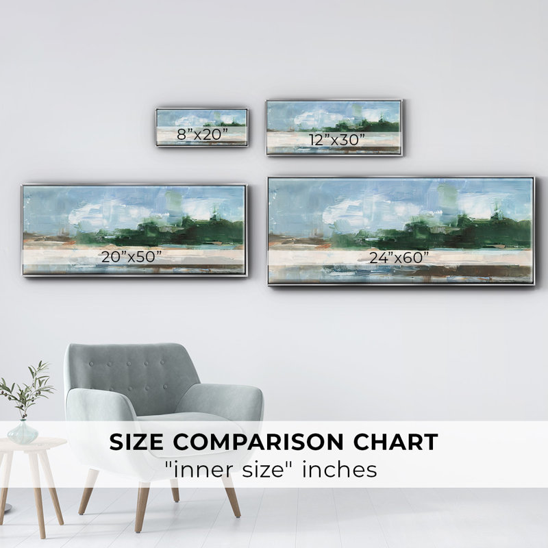 Toile encadrée de qualité supérieure Tropical Shore I - prête à être accrochée, H 20 po x l 50 po x P 1,5 po