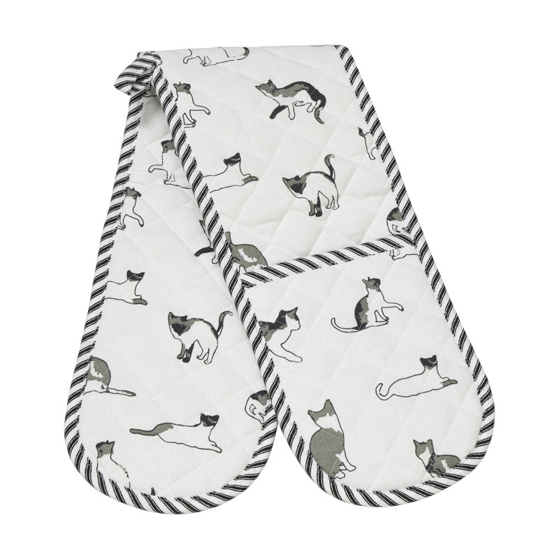 Penguin Home Cotton Oven Glove, White/Grey/Black