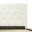 Ensemble de lit double 2 pièces - Structure de lit capitonnée à boutons - Tête de lit tapissier en tissu de velours blanc lin et table de chevet au fini vert trèfle-2096355767-2096355766