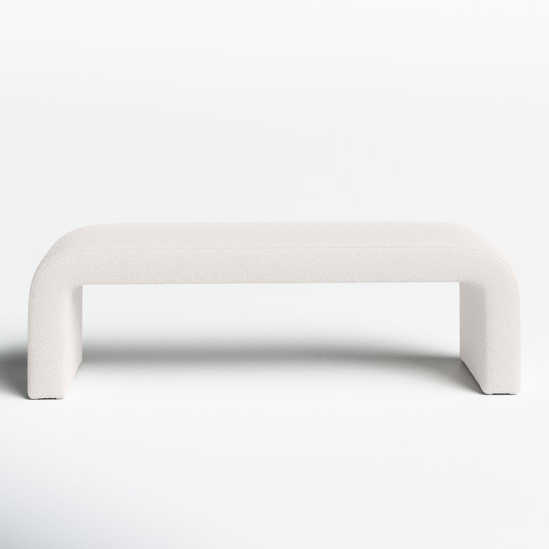 Daine 62" Upholstered Bench, White Faux Lambs Wool