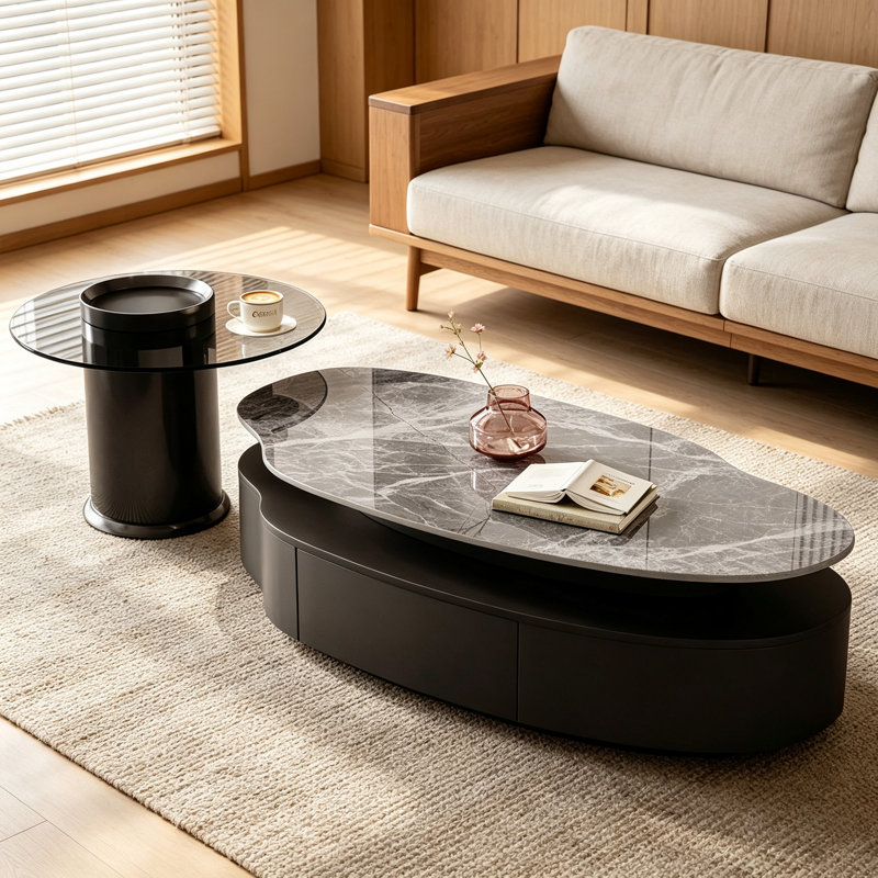 Table basse italienne de luxe, Gray/Clear