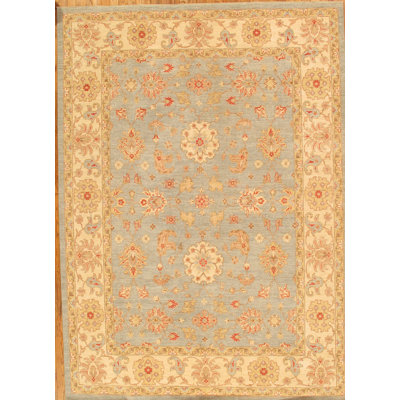 Tapis unique en laine noué à la main de style années 2010 de 8 pi 11 po x 12 pi 4 po bleu clair / crème Ferehan