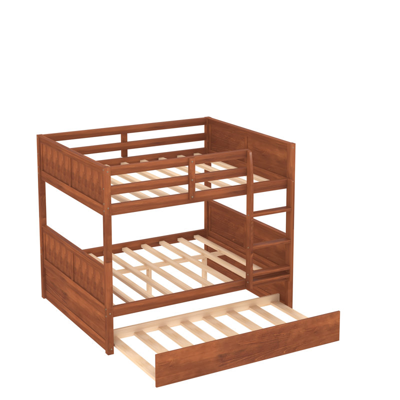 Gusella Full over Full Bunk Bed , Trundle Bed Included, Walnut