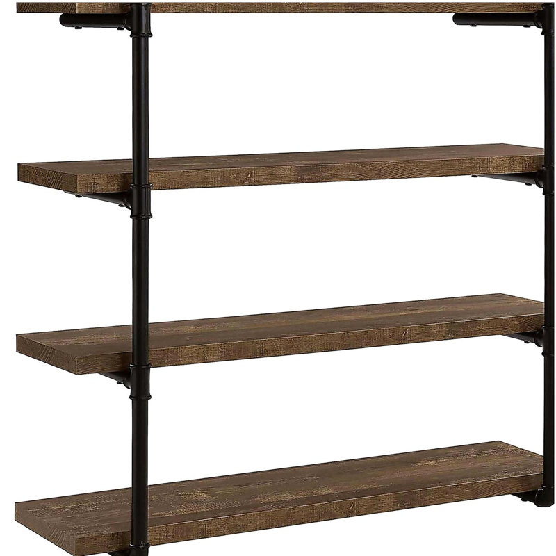 Black and Rustic Oak 40-inch Wall Shelf, Black/Brown, (4 Shelves) 46.08"H x 39.33"W x 11.58"D