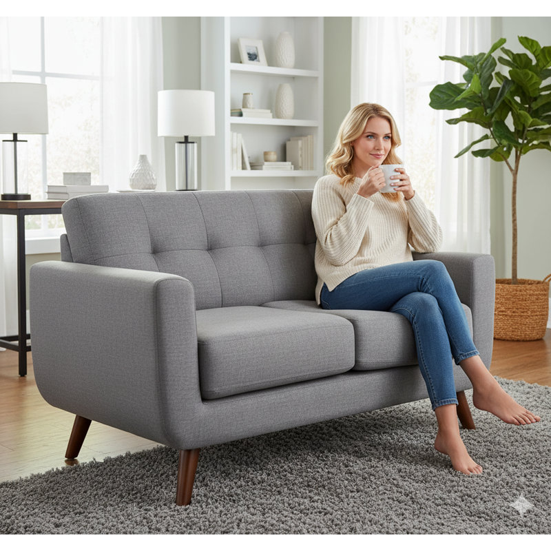 Causeuse en tissu de style moderne, gray Polyester