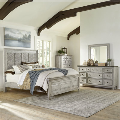 Heartland Opt Queen Panel Bed, Dresser & Mirror, Chest -  Liberty Furniture, LB824-BR-OQPBDMC