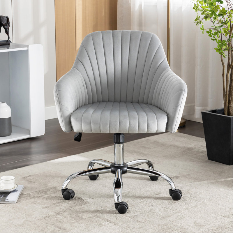 Samiel Velvet Task Chair, Chrome, Purple