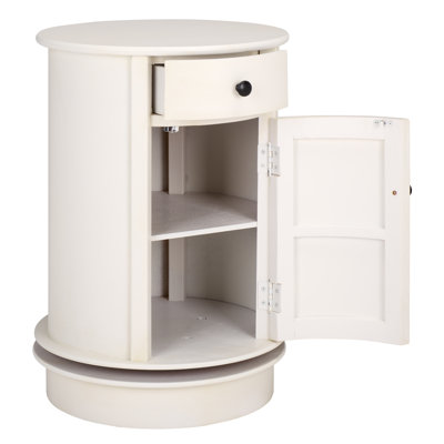 Regan Solid Wood Swivel Drum End Table with Storage