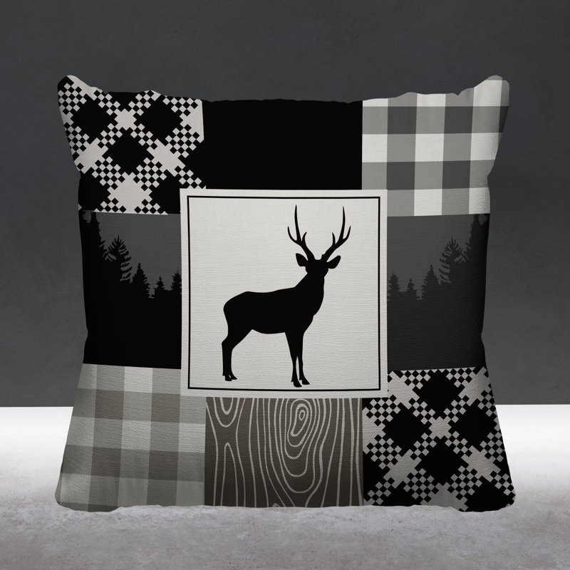 Coussin intérieur / extérieur Range Trees Cabin, 17 po x 17 po, Noir, Carré