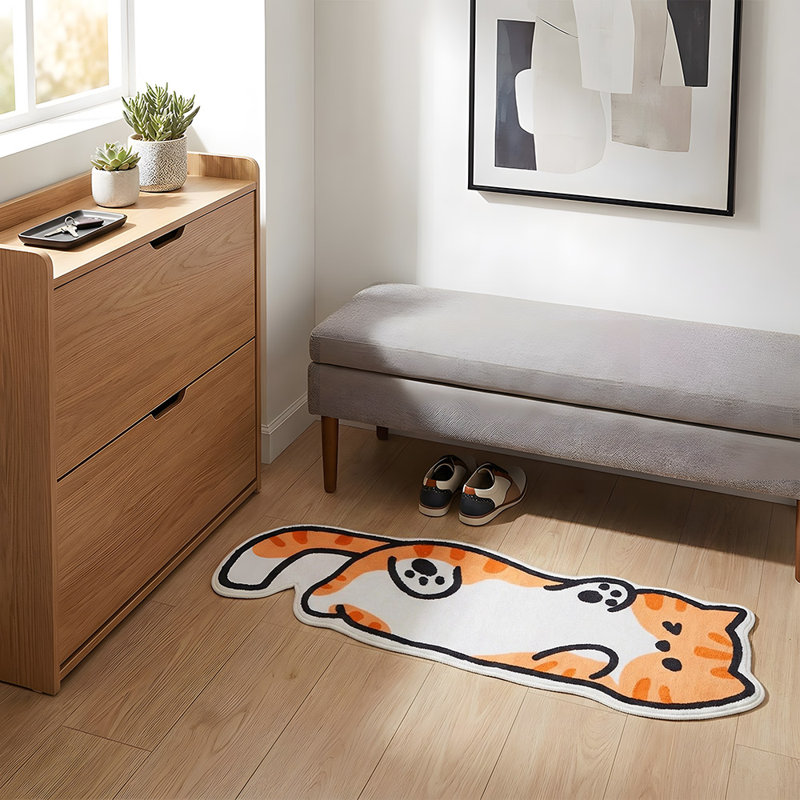 Abstract Machine Tufted 120cm X 39cm Area Rug, White
