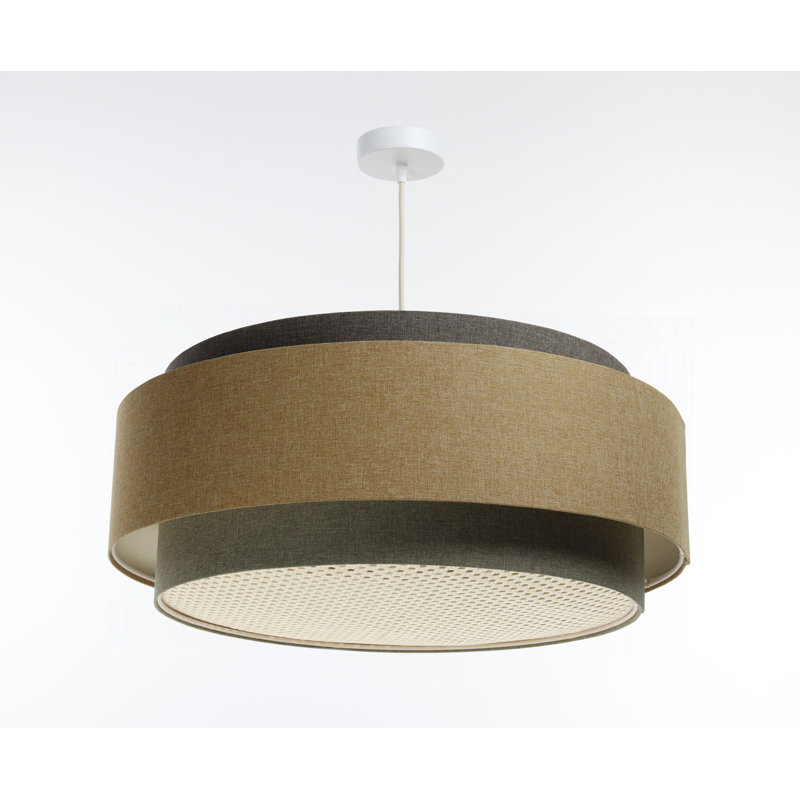 Abigial 1 - Light Cream Drum Pendant, Yellow/Green