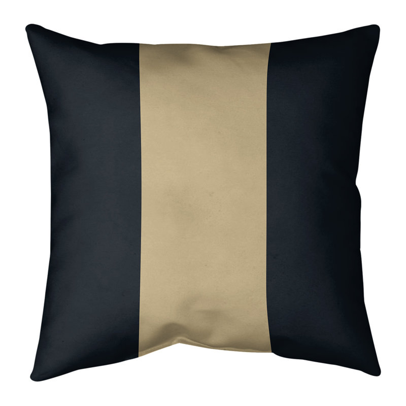 Coussin décoratif , 20 po x 20 po, Noir / or, Simili daim