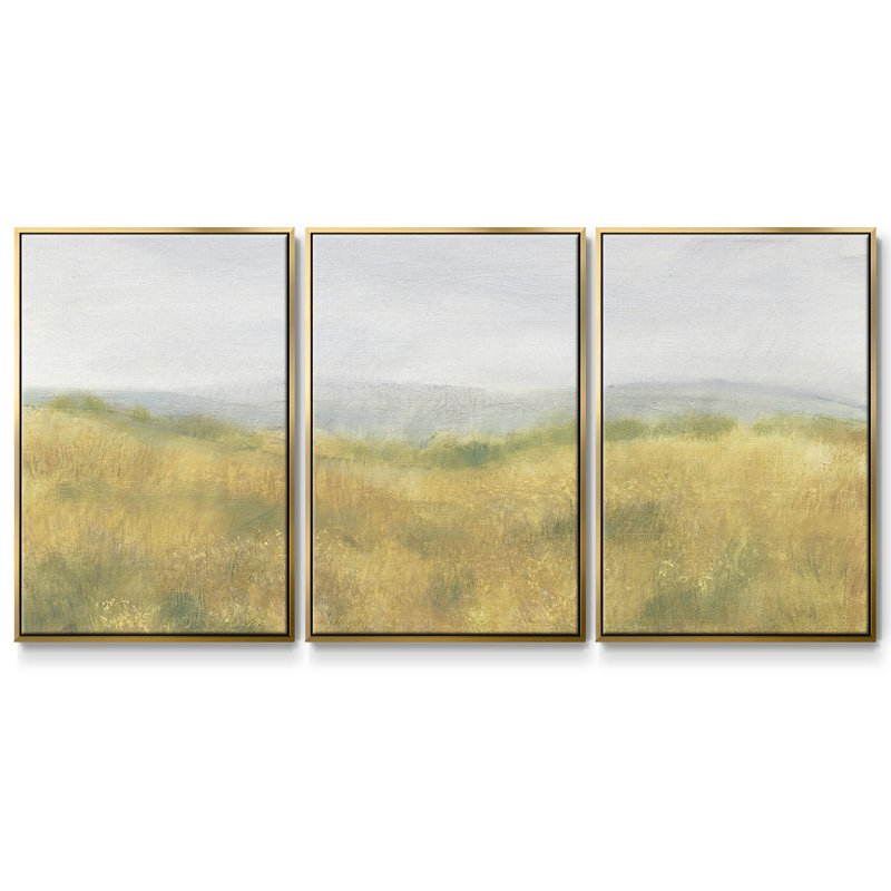 Wheat Fields I - Toile encadrée multi-pièces, Or, H 40 po x l 78 po x P 2 po