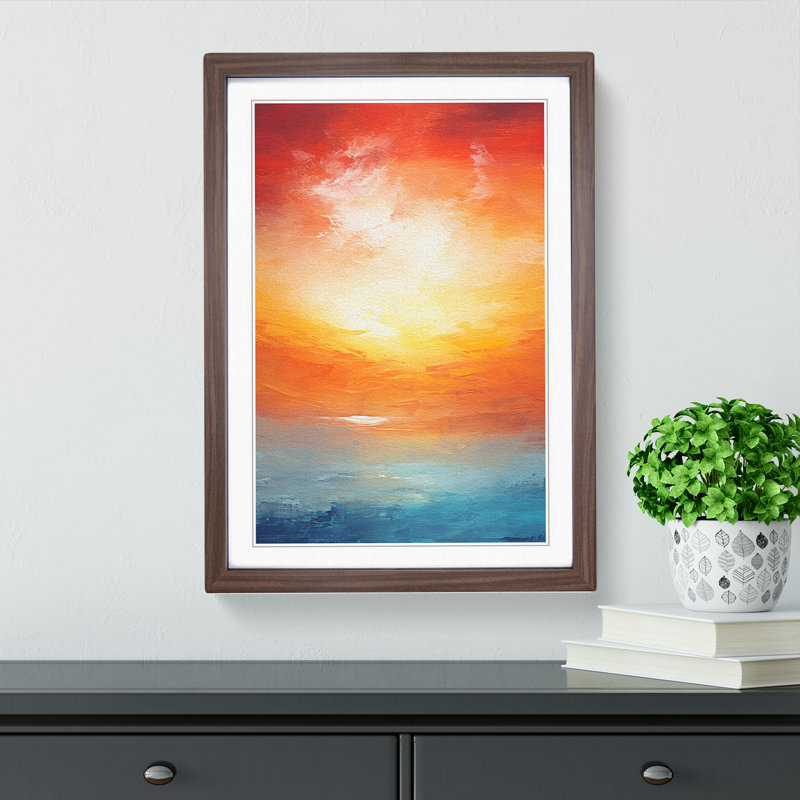 Sunset Abstract No.3 - Framed Print, 46cm H x 34cm W x 2cm D, Walnut
