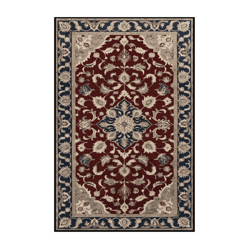 Tapis persan noir lavable à la machine, Rectangle de 5 pi x 8 pi