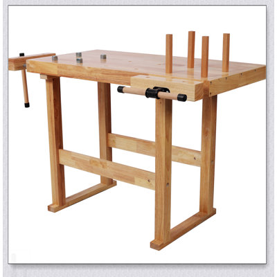 Établi robuste en bois de 40 pouces avec poignée réglable et capacité de charge de 330 lb, idéal pour les projets de garage et d'atelier