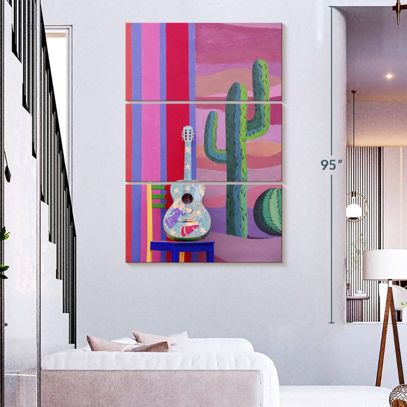 Abarca Guitar And Cactus, 74" H x 48" W